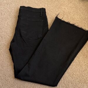 Frame Denim Black Distressed Hem Jeans